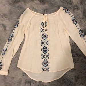 Cream long sleeve with tribal print
